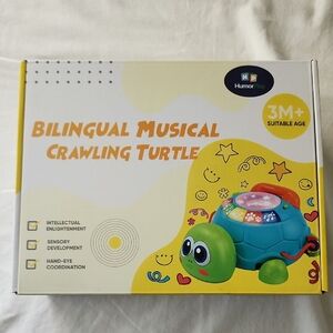 Humor Bilingual Musical Crawling Turtle - Blue and Green